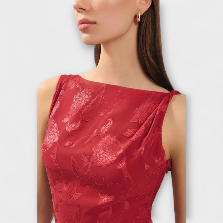 Opale - Élégante Robe Maxi Sans Manches avec Design en Dentelle