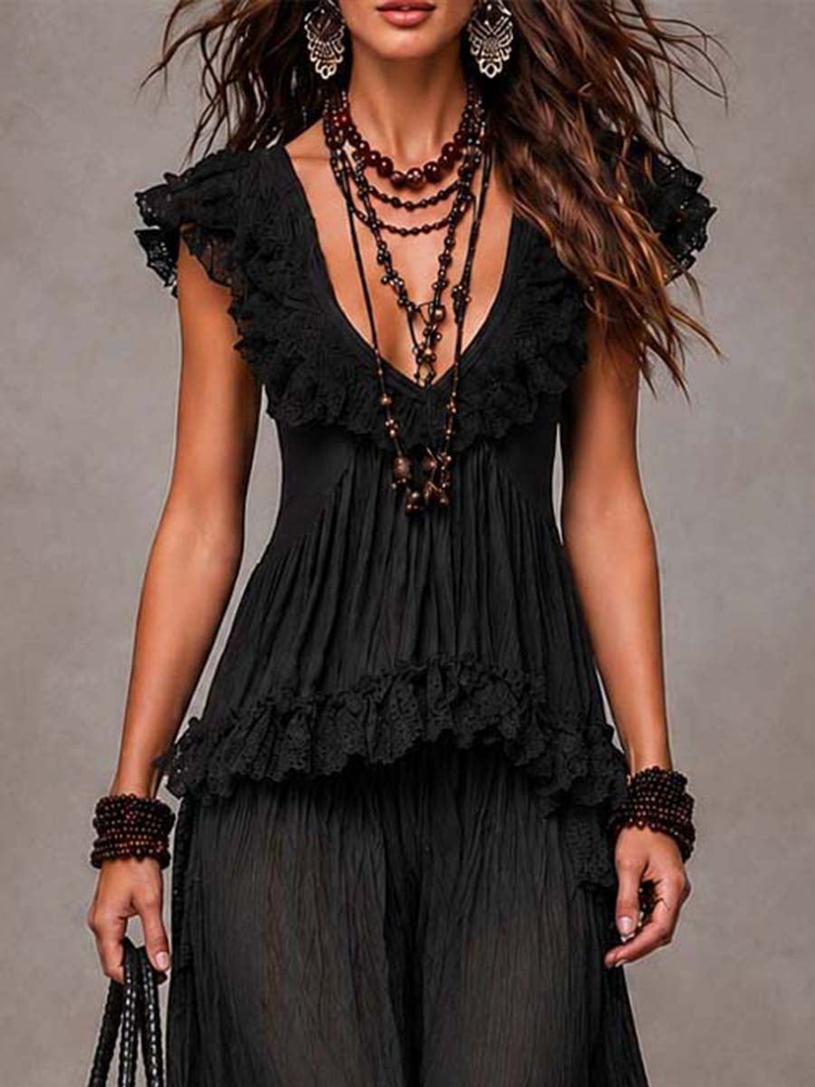 Ensemble V-cou bohème noir