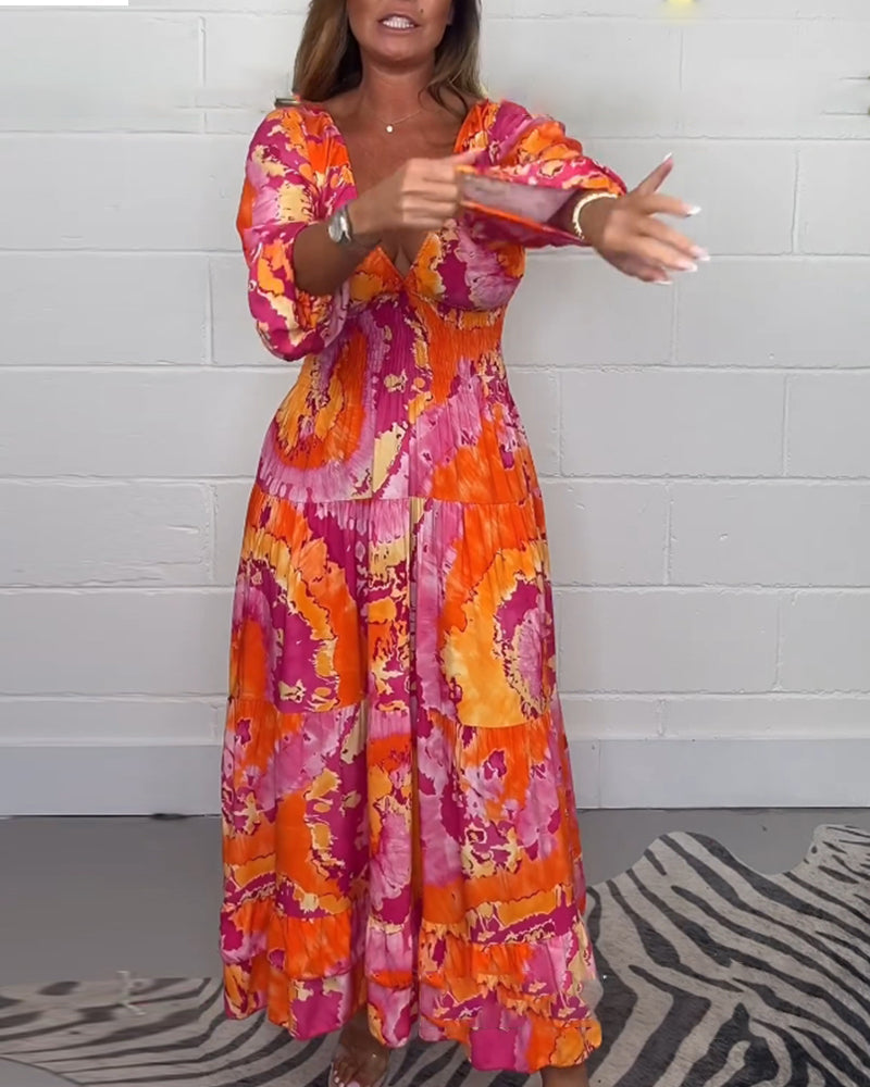 Élodie™ | Robe Maxi Colorée avec Décolleté en V Profond