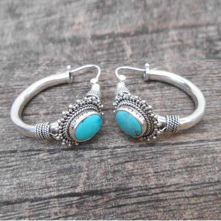 Boucles d'oreilles en argent sterling élégantes avec turquoise