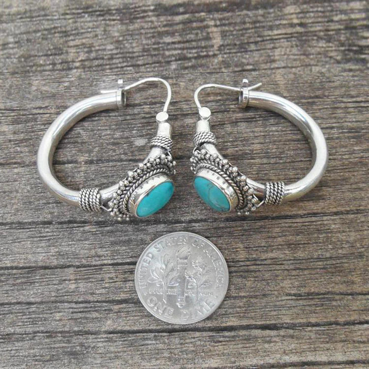 Boucles d'oreilles en argent sterling élégantes avec turquoise