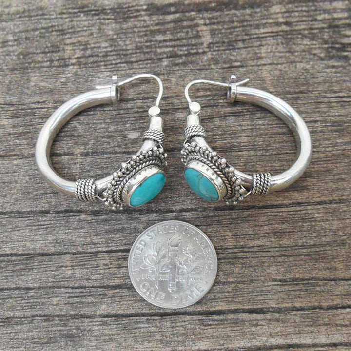 Boucles d'oreilles en argent sterling élégantes avec turquoise
