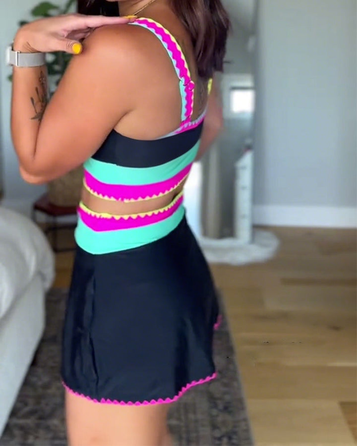 Myra | Élégant ensemble trois pièces Color Block