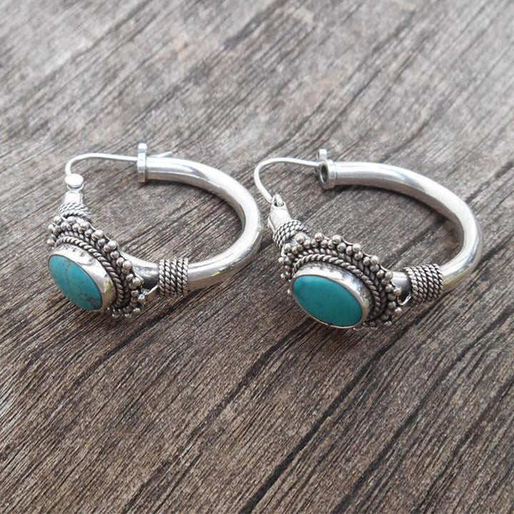 Boucles d'oreilles en argent sterling élégantes avec turquoise