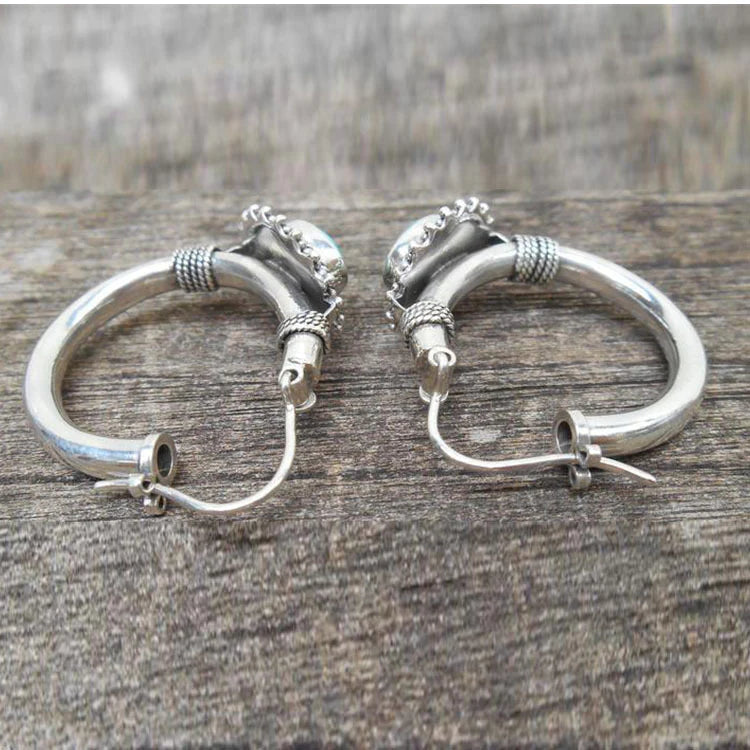 Boucles d'oreilles en argent sterling élégantes avec turquoise