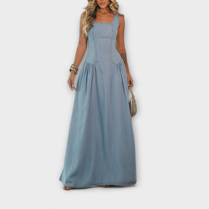 Lux - Robe sans manches en denim bleu