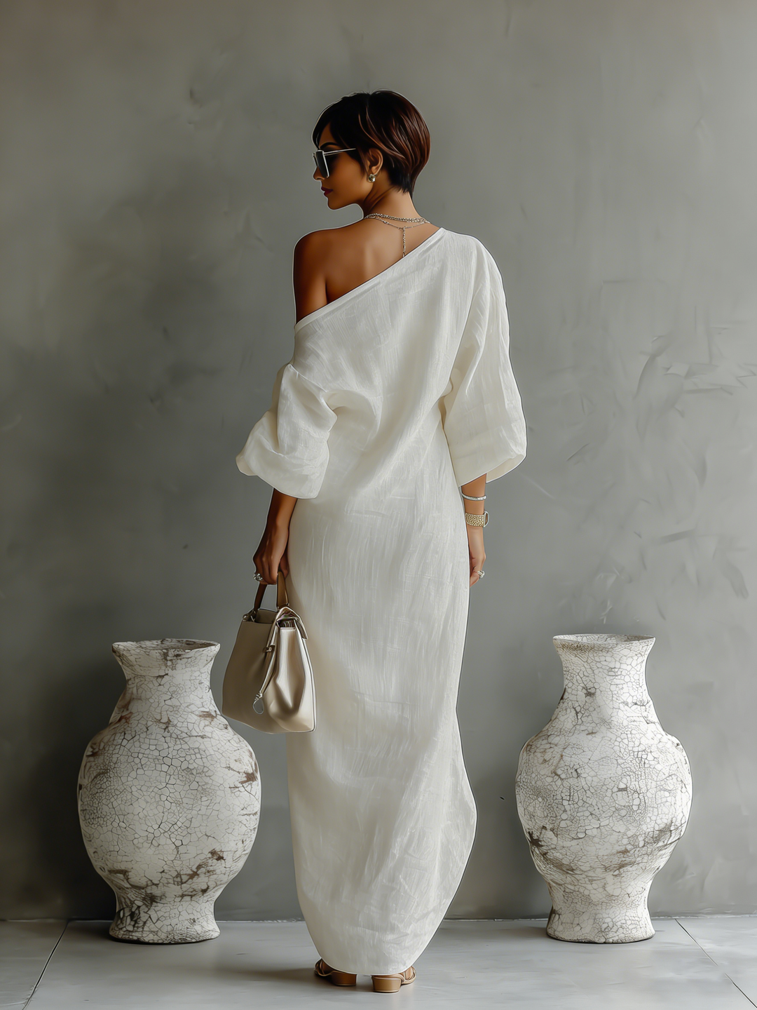 Robe Écru Sans Épaules