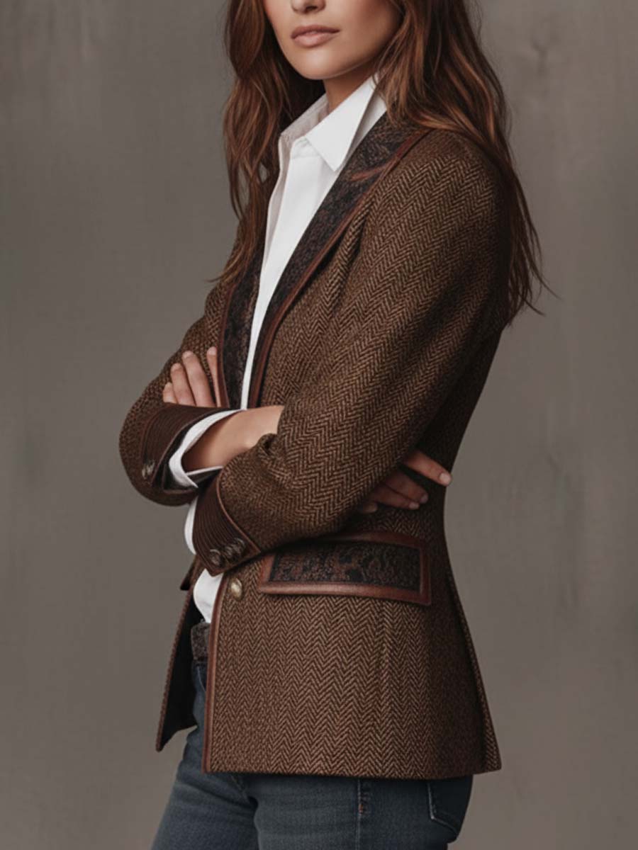 Consuelo - Blazer avec Panneaux en Houndstooth