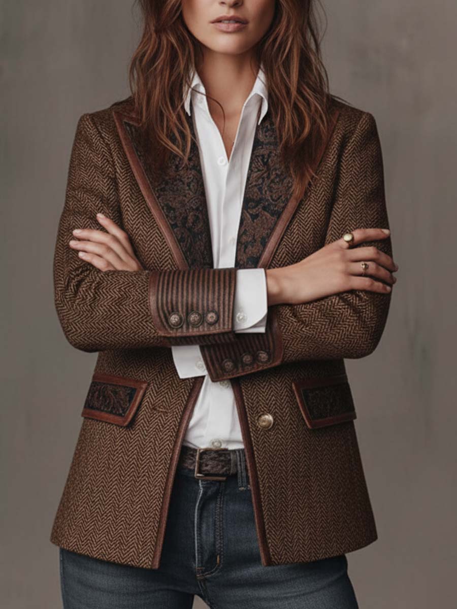 Consuelo - Blazer avec Panneaux en Houndstooth