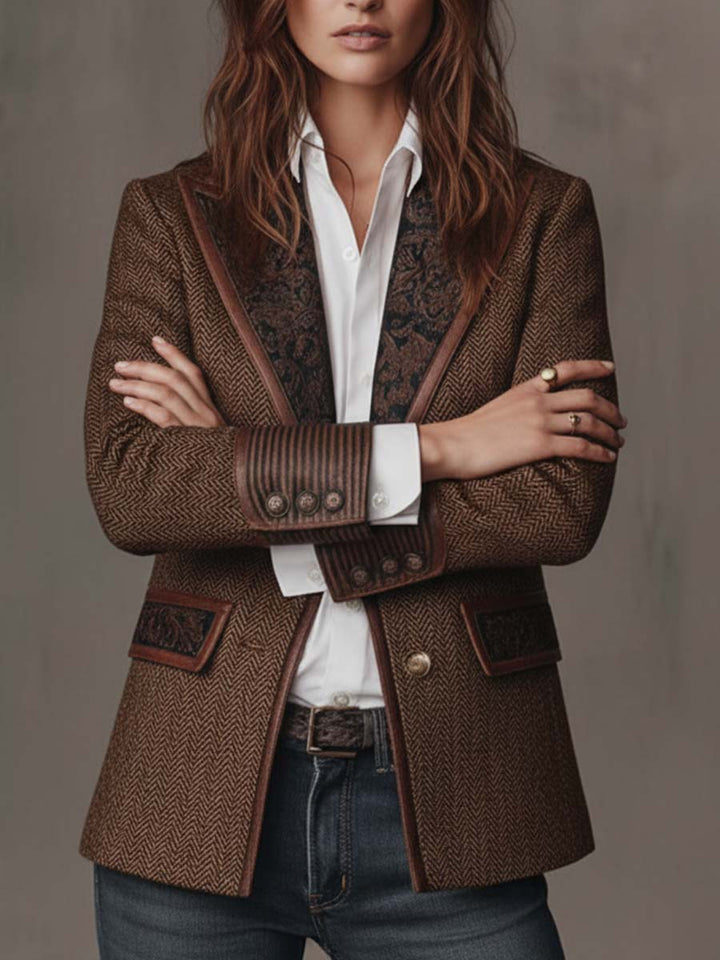 Consuelo - Blazer avec Panneaux en Houndstooth