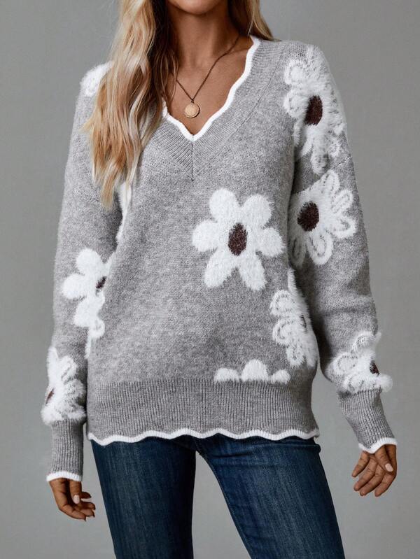 Belinha - Blouse élégante avec décolleté en V et motif floral