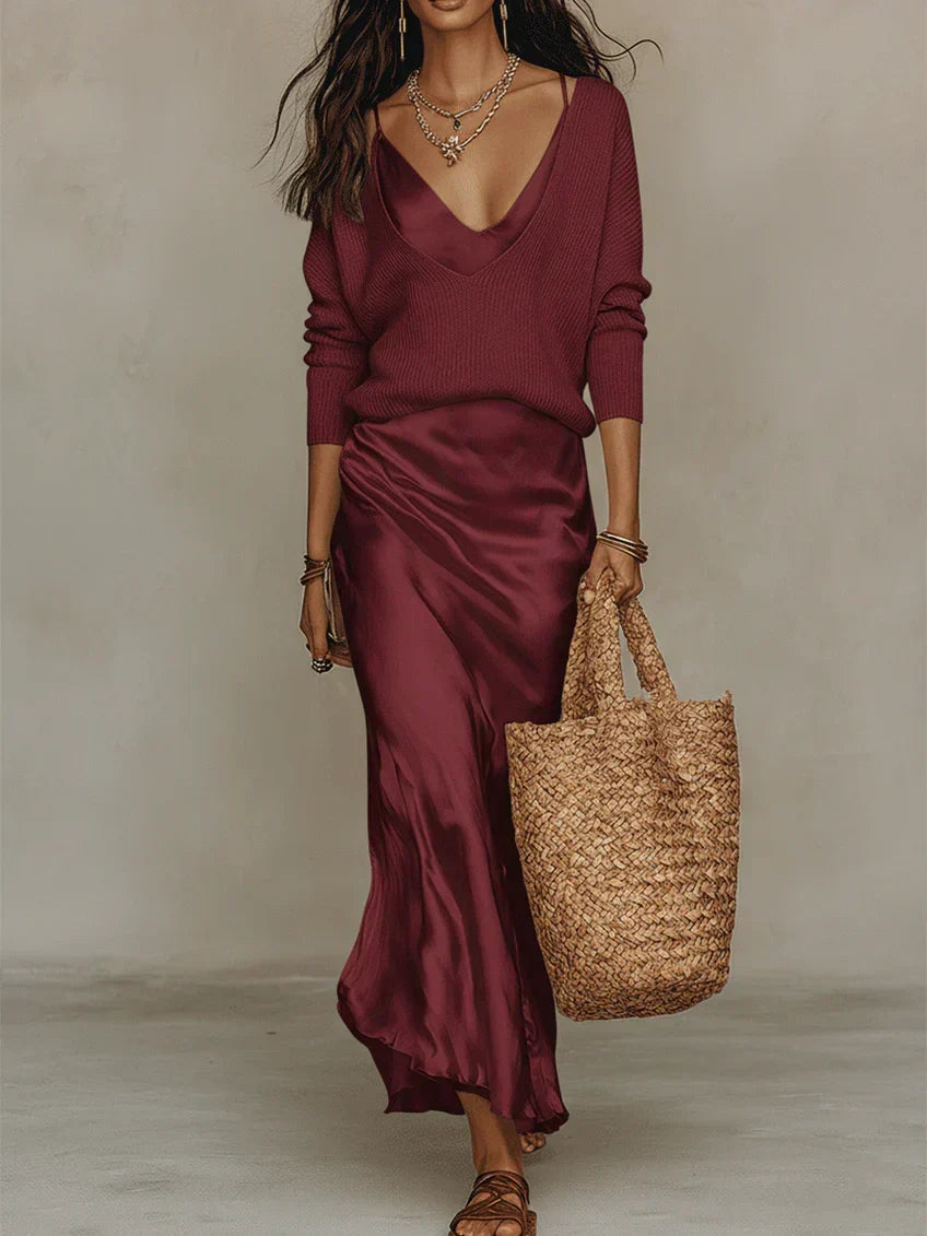 Anaïs | Robe Midi Élégante en Satin