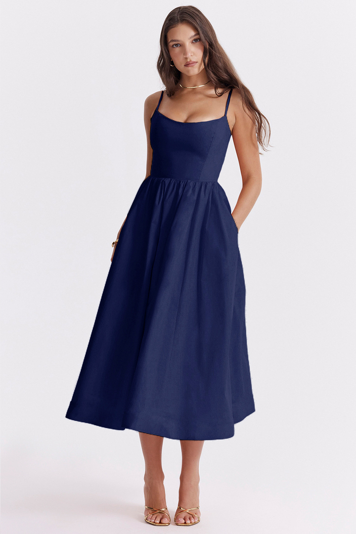 ESTELLE | Robe Midi Été Élégante Corset