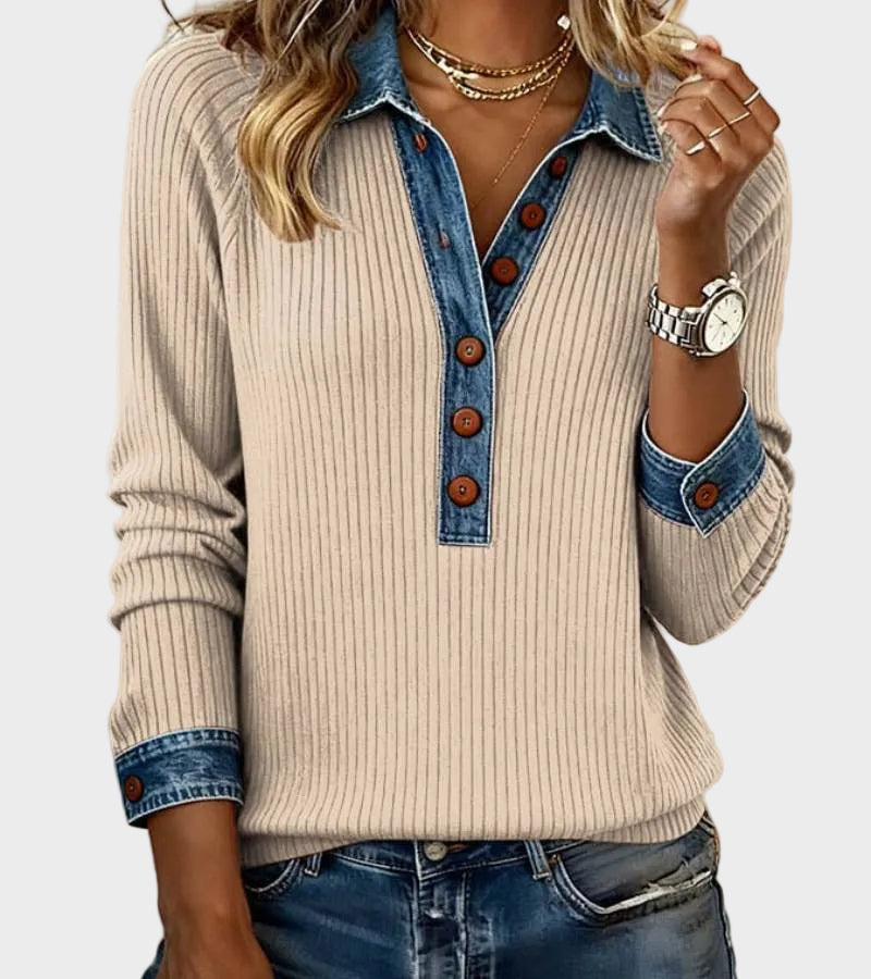 Ravit - Blouse en jean tissée à manches longues