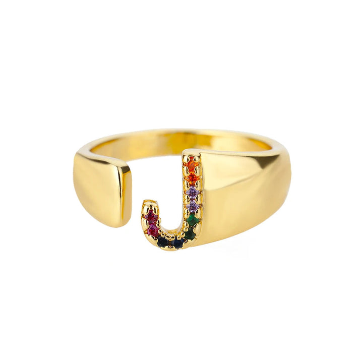 Bague avec Lettre Personnalisée en Acier Inoxydable