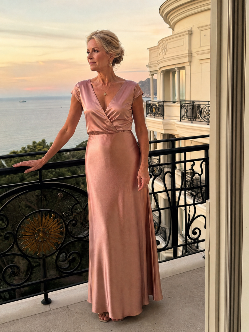 Samouse | Robe Maxi à Manches Courtes et Corps Croisé