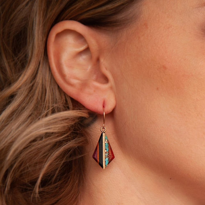 PAIRE DE BOUCLES D'OREILLES TURQUOISE EN CUISSE