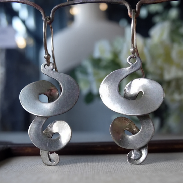 Boucles d'oreilles spirales en argent vintage