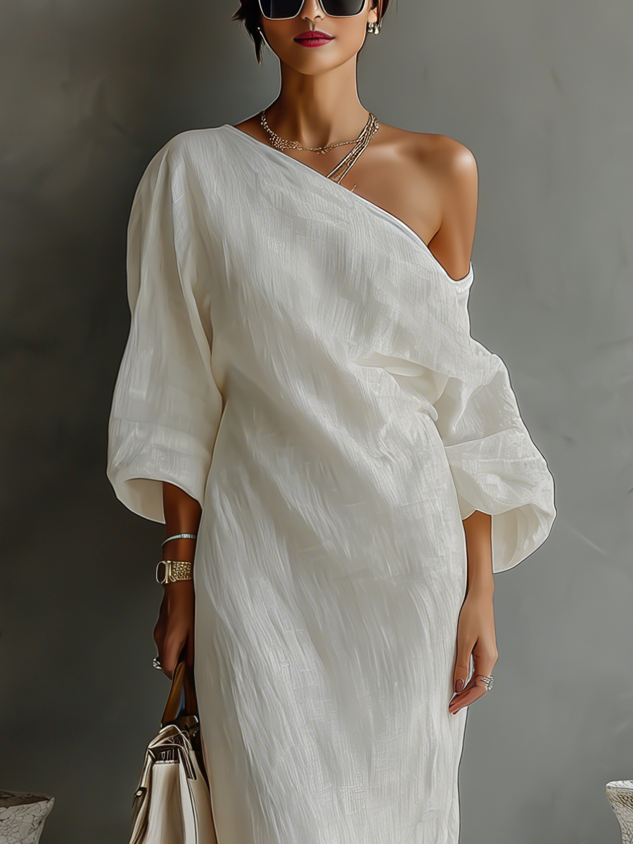 Robe Écru Sans Épaules