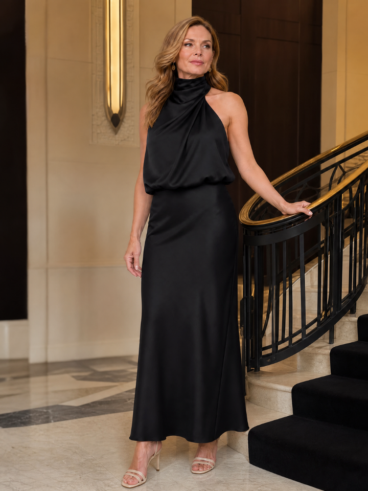 Nopal | Robe Midi Sans Manches à Col Drapé