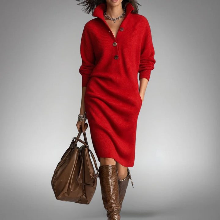 Marion™ | Robe en tricot douce avec boutons