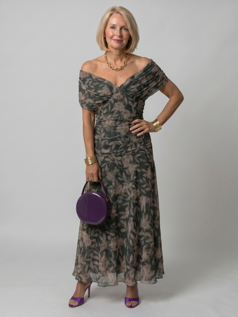 Calen | Robe Midi Décontractée à Épaules Nues