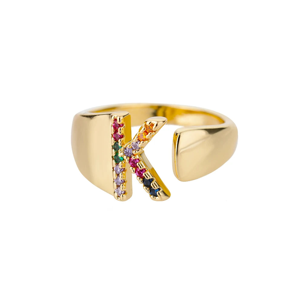Bague avec Lettre Personnalisée en Acier Inoxydable