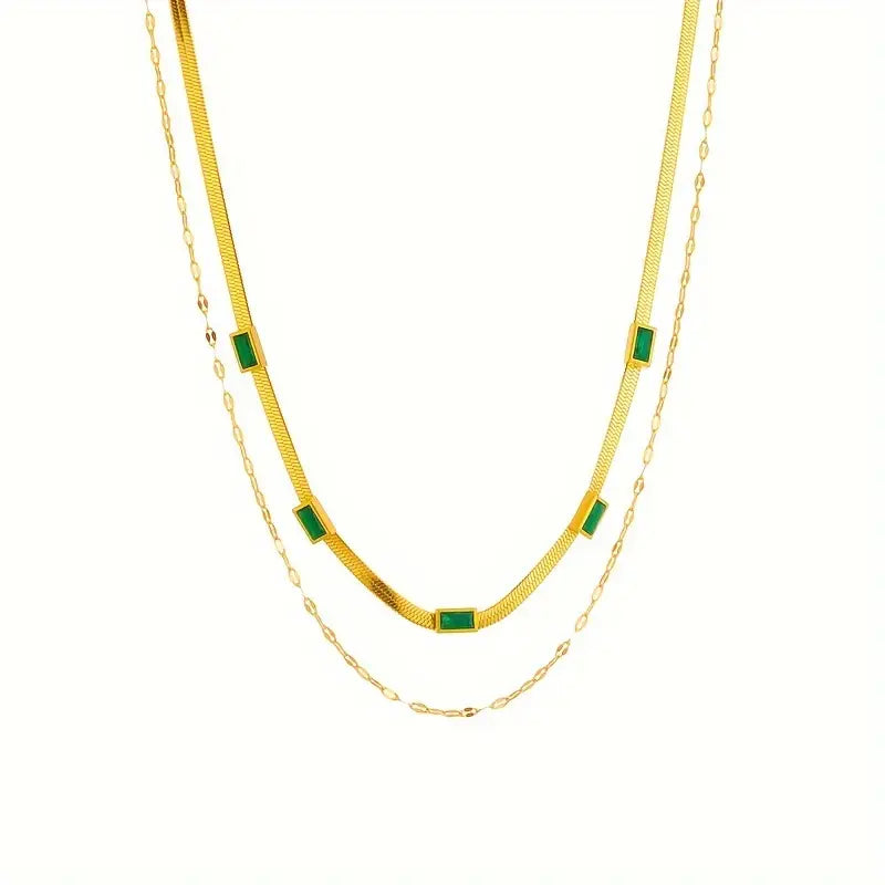 Collier Sorella Gem Double Couche Rétro Doré