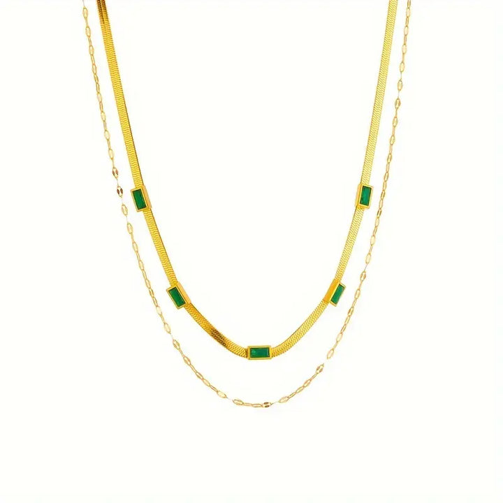 Collier Sorella Gem Double Couche Rétro Doré