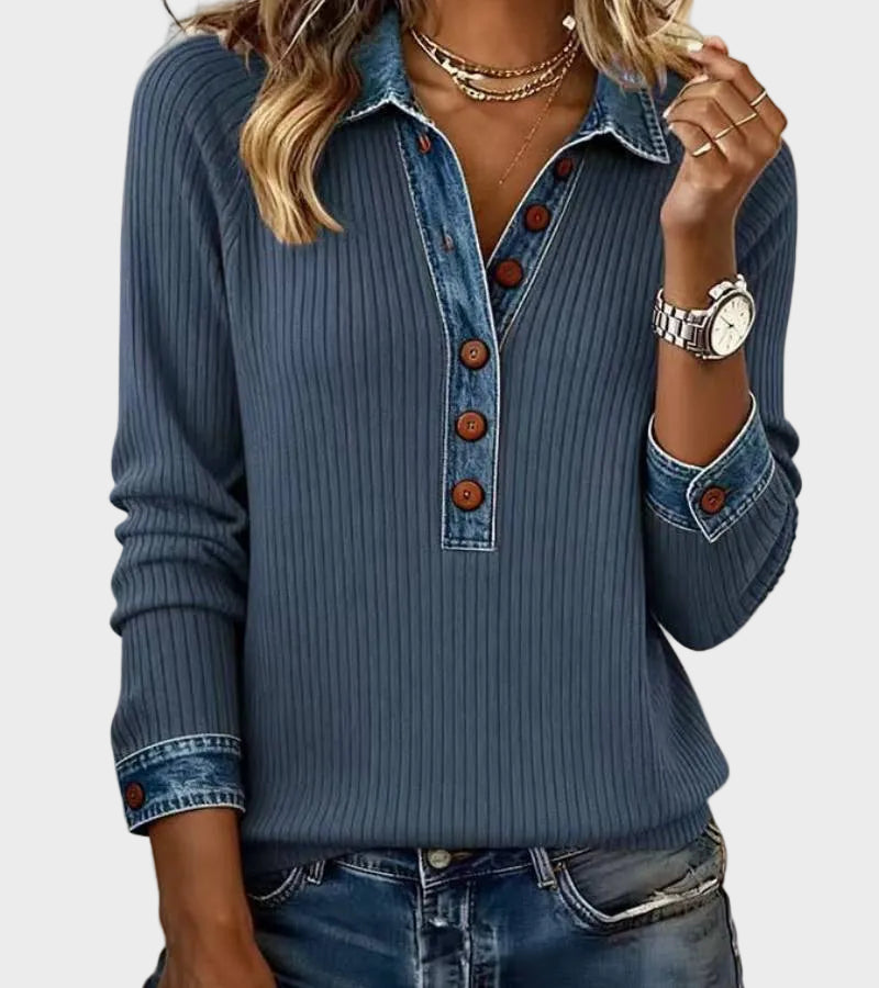 Ravit - Blouse en jean tissée à manches longues