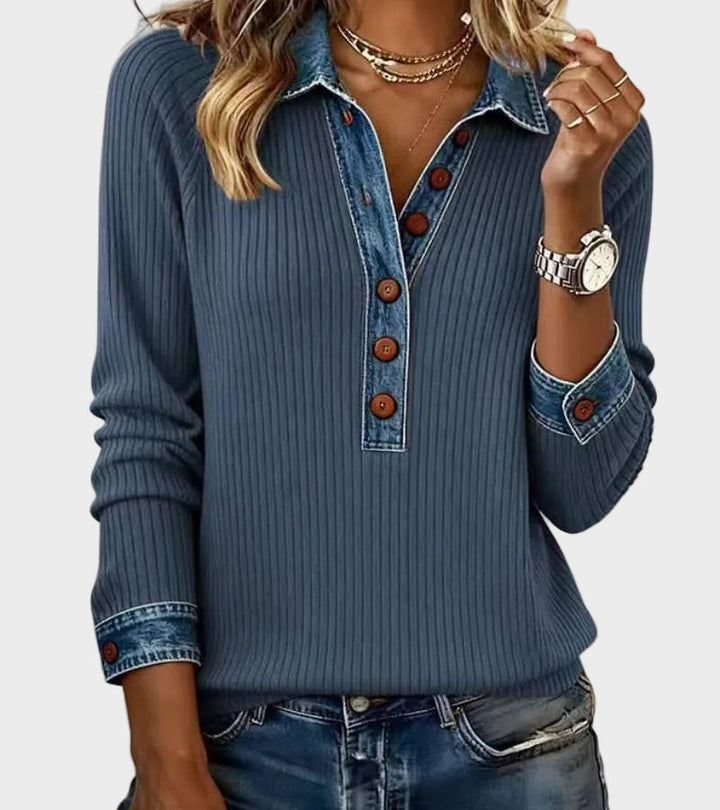 Ravit - Blouse en jean tissée à manches longues
