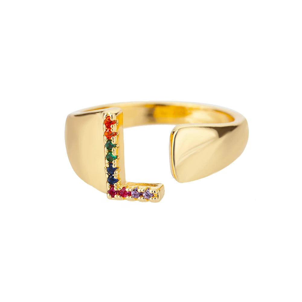 Bague avec Lettre Personnalisée en Acier Inoxydable