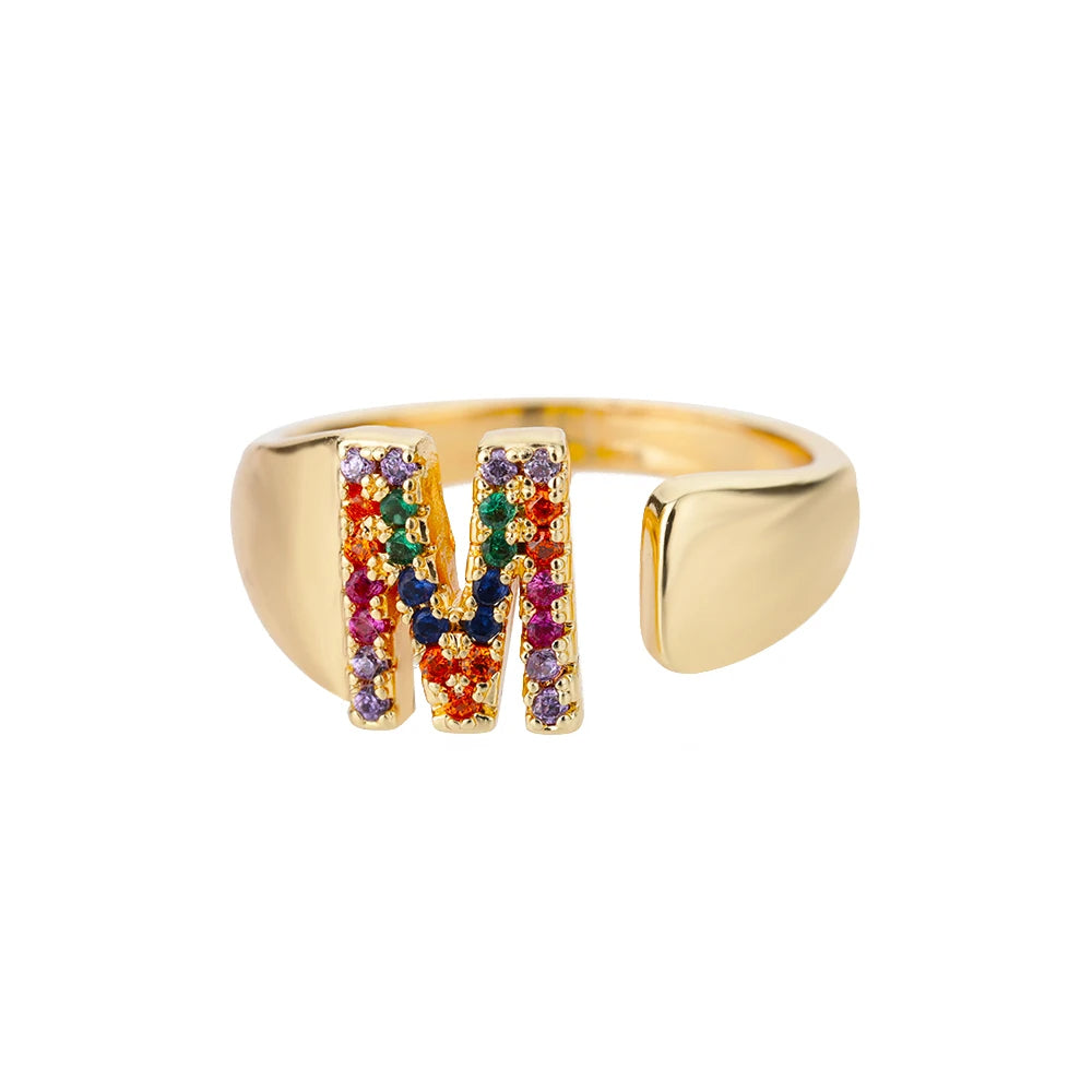 Bague avec Lettre Personnalisée en Acier Inoxydable