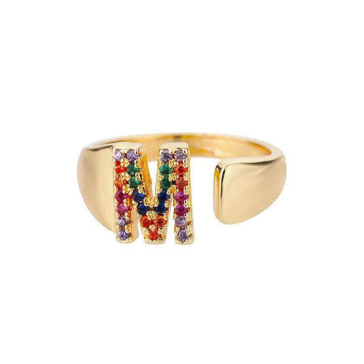 Bague avec Lettre Personnalisée en Acier Inoxydable