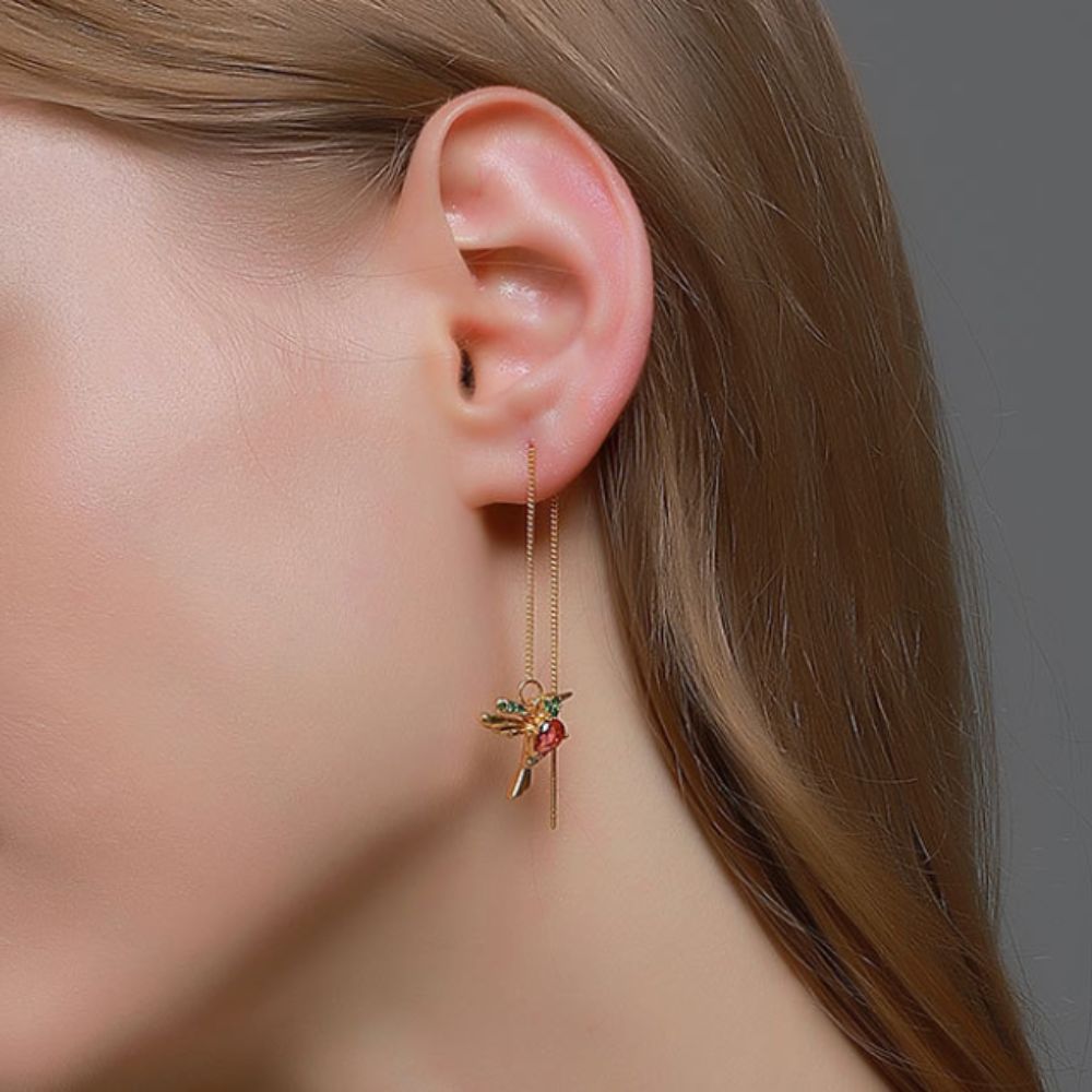 PAIRE DE BOUCLES D'OREILLES COLIBRI