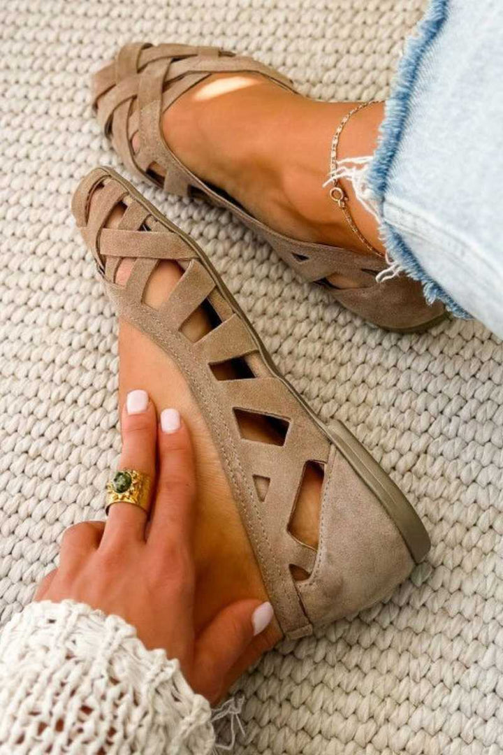 Hina | Sandales plates avec orteils ouverts et matériau tressé