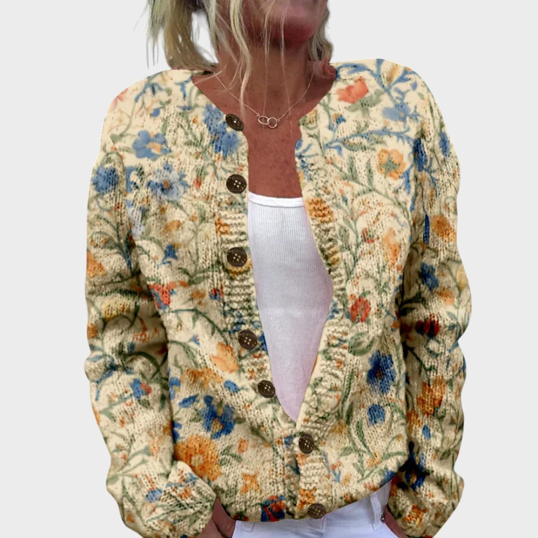 Cláudia - Cardigan fleuri d'automne