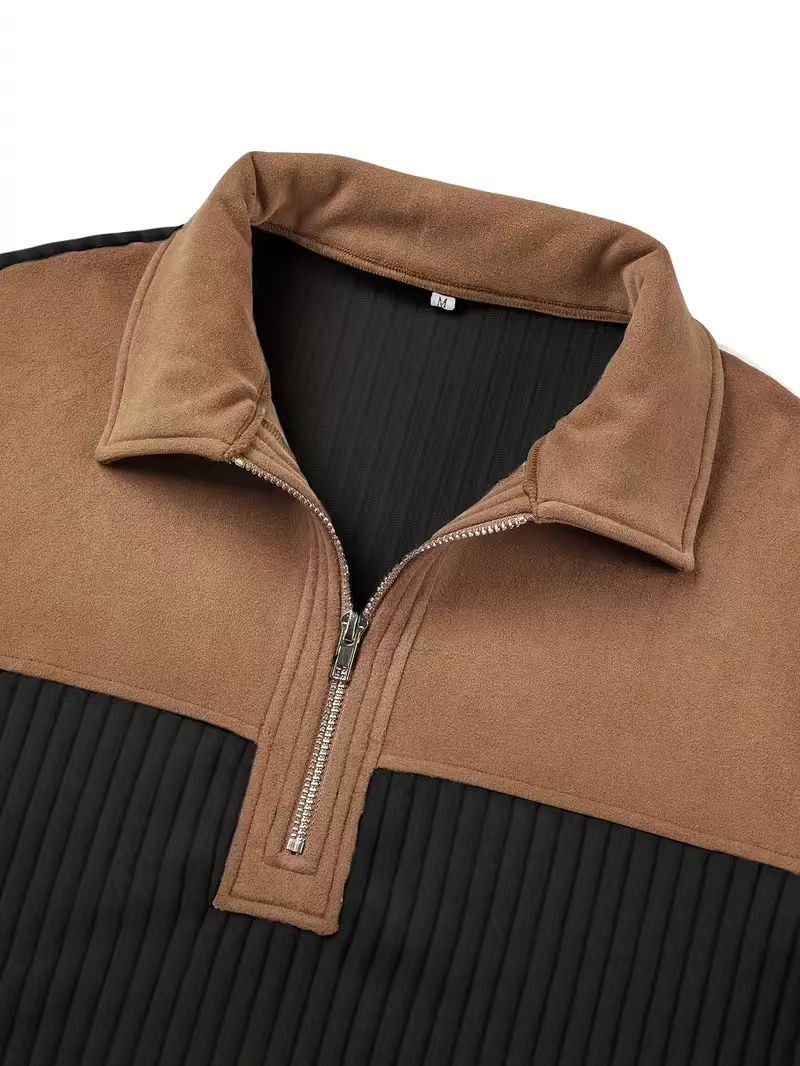 Pull côtelé Harrington à quart de zip