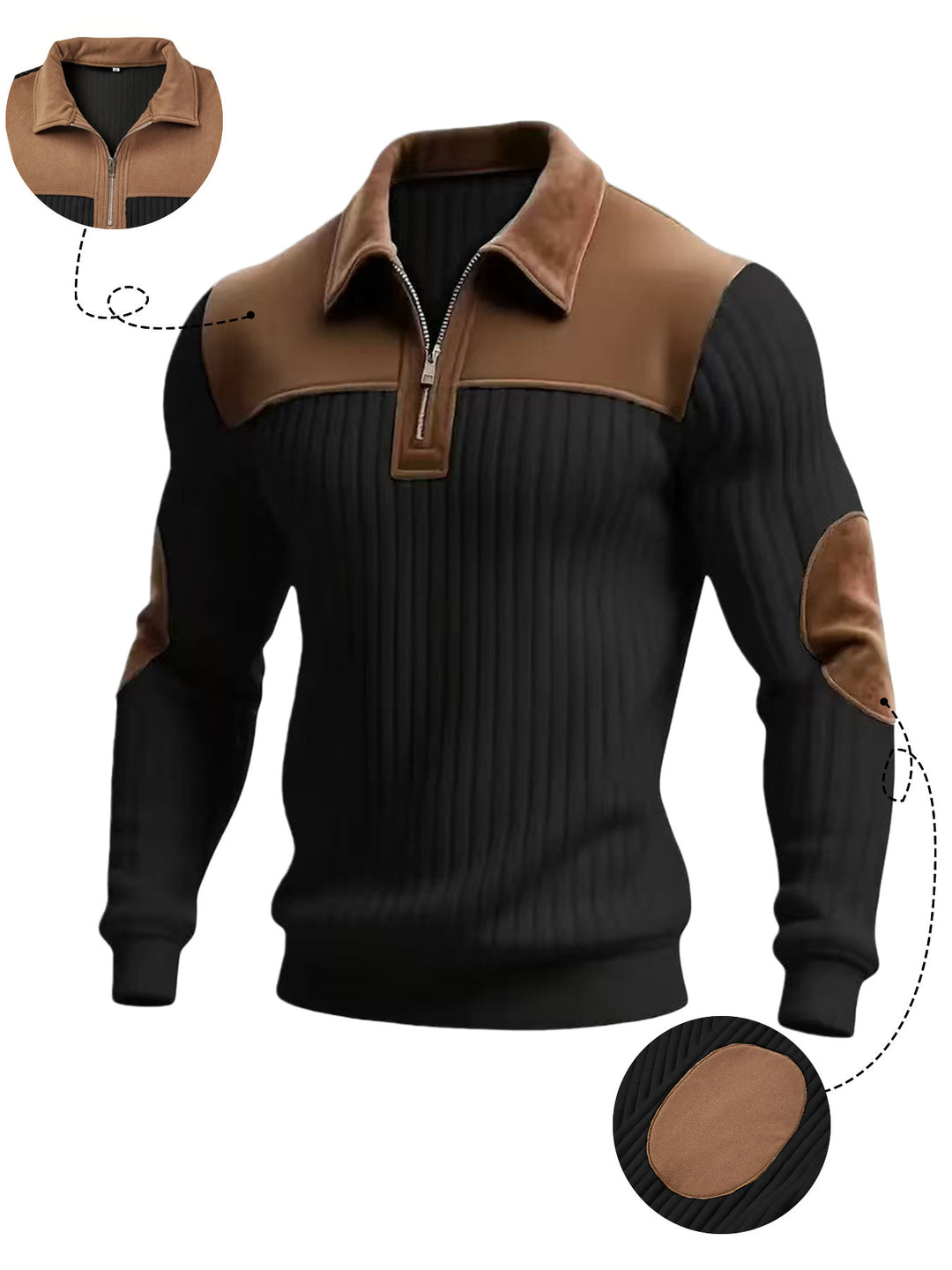 Pull côtelé Harrington à quart de zip