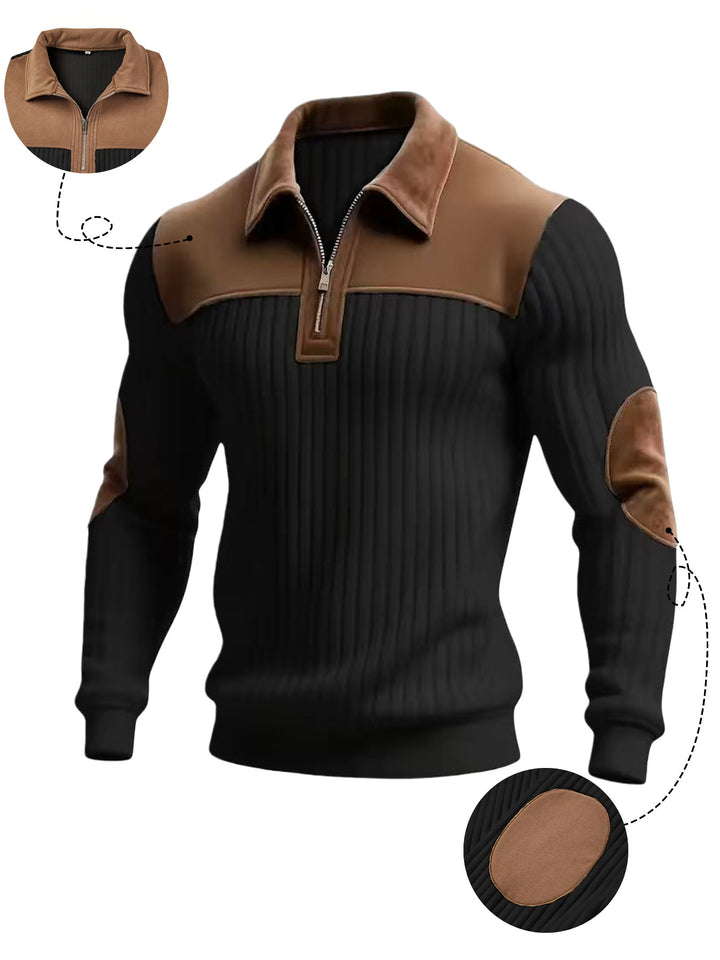 Pull côtelé Harrington à quart de zip