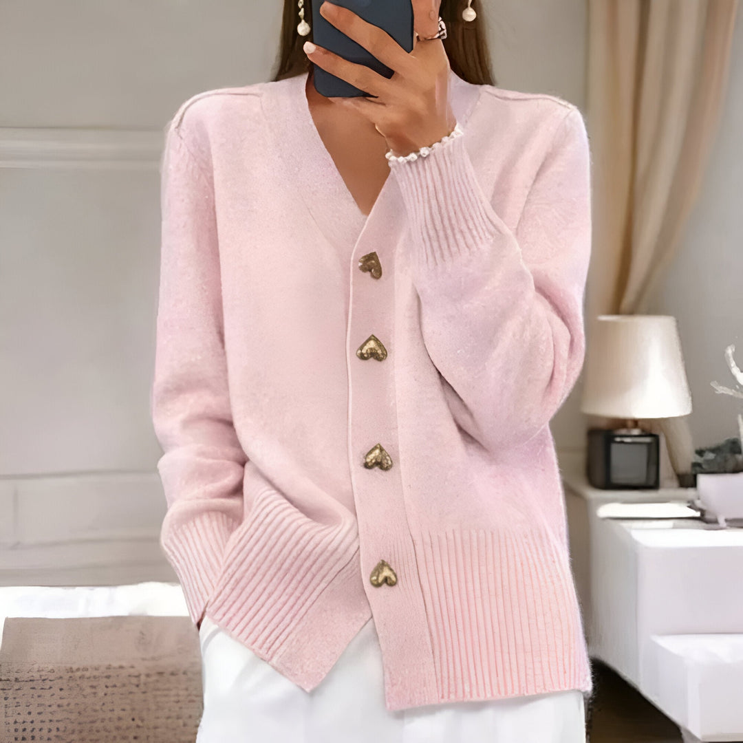 Cardigan Élégant Ciara™ avec Boutons en Cœur