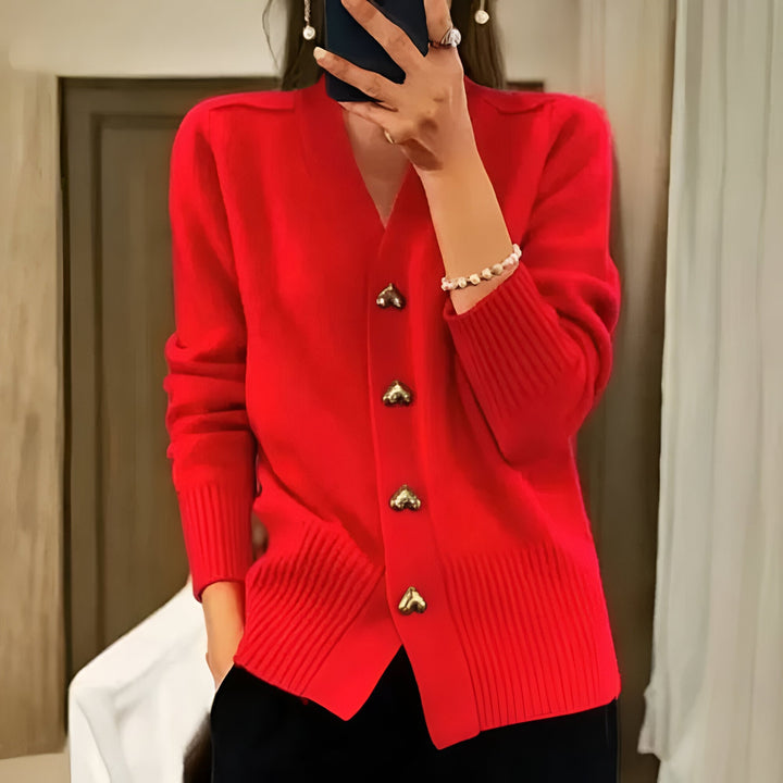 Cardigan Élégant Ciara™ avec Boutons en Cœur