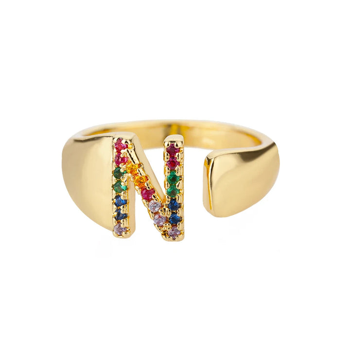 Bague avec Lettre Personnalisée en Acier Inoxydable