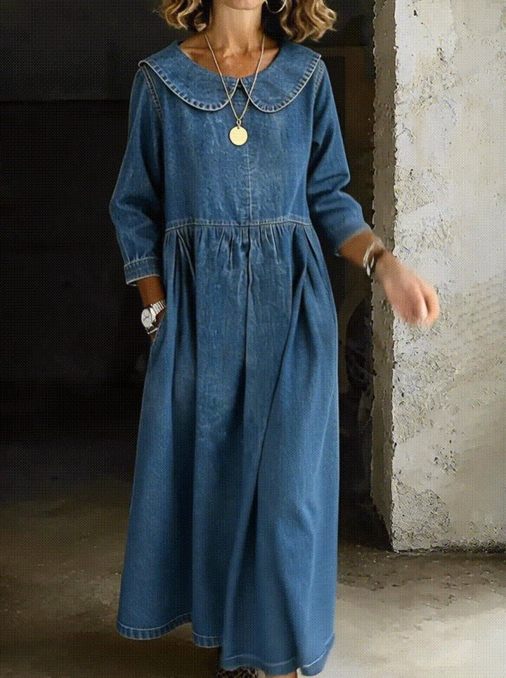 Clara | Jean Dress with Peter Pan Collar