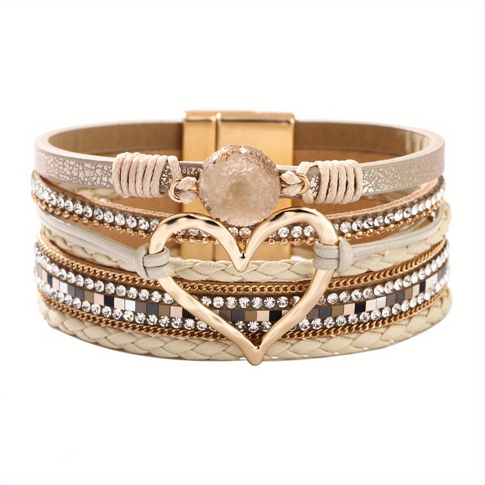Bracelet en Cuir Multicouche Boho