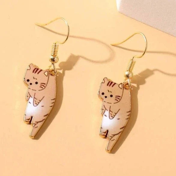 PAIRE DE BOUCLES D'OREILLES PENDANTES EN FORME DE CHATONS