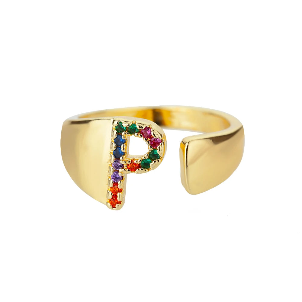 Bague avec Lettre Personnalisée en Acier Inoxydable