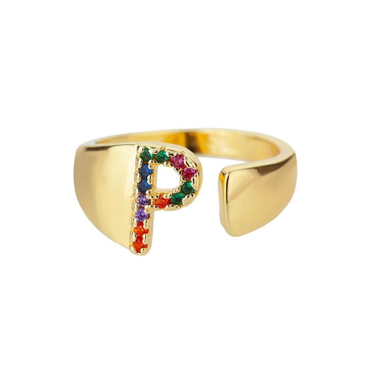 Bague avec Lettre Personnalisée en Acier Inoxydable