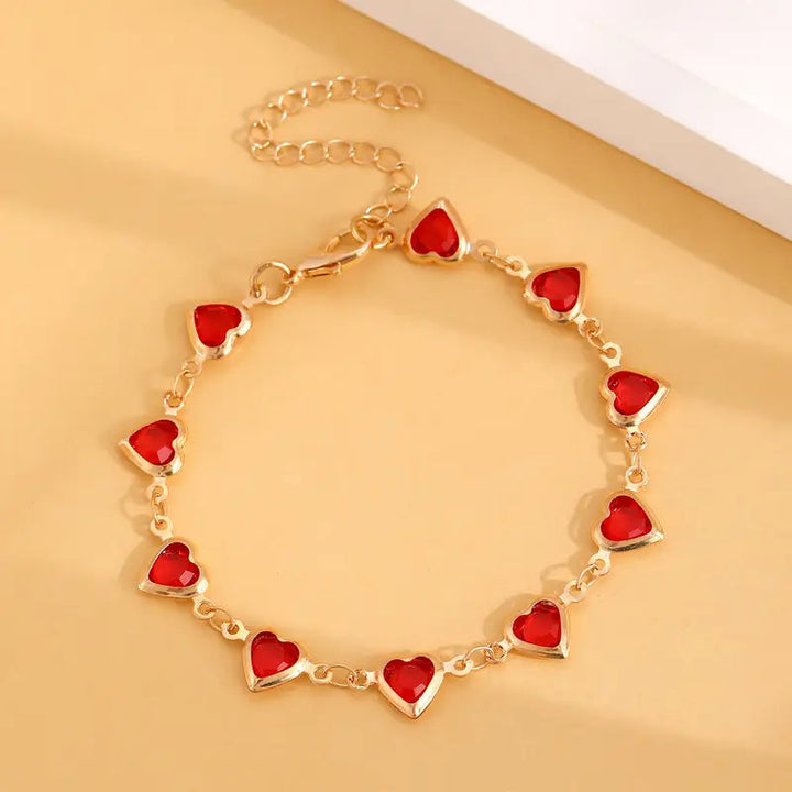 Bracelet en cœur de rubis doré