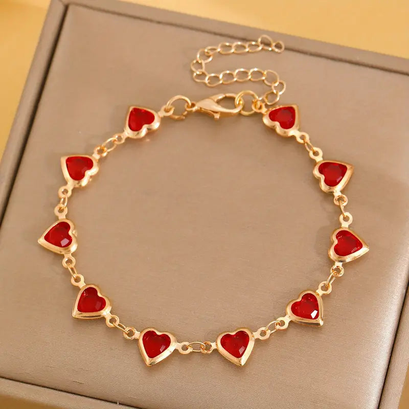 Bracelet en cœur de rubis doré